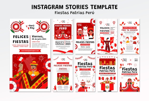 Free PSD fiestas patrias peru celebration instagram stories