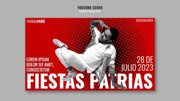 PSD gratuito fiestas patrias peru celebrazione copertina youtube