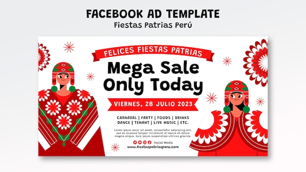 Free PSD fiestas patrias peru facebook invitation