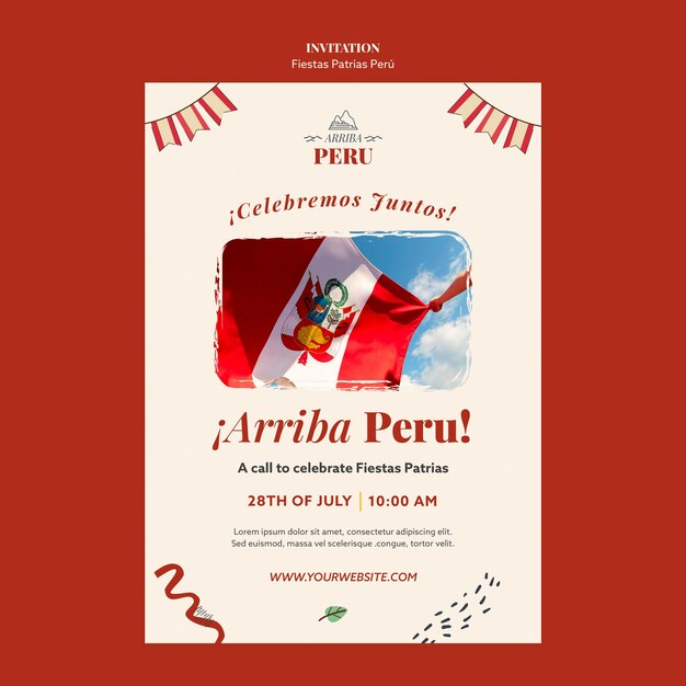fiestas patrias peru invitation template