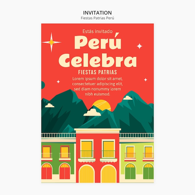 Free PSD fiestas patrias peru invitation template