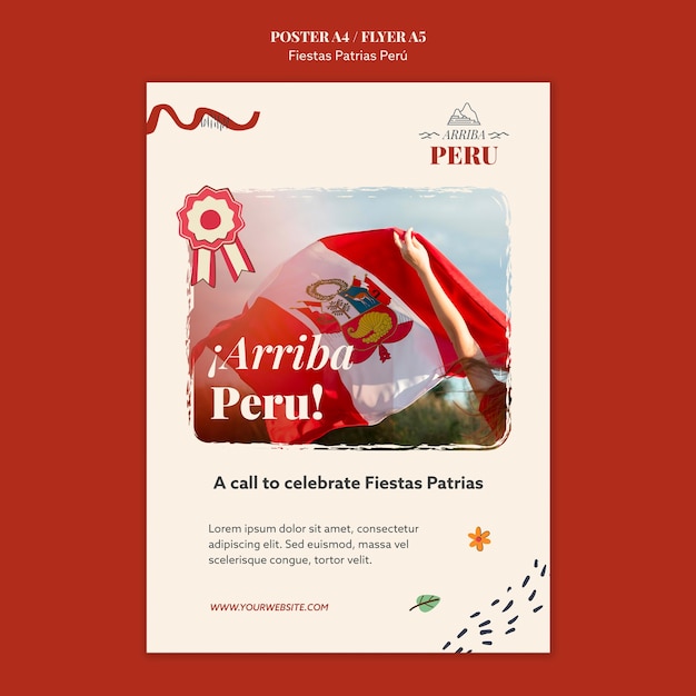 Free PSD fiestas patrias peru poster template