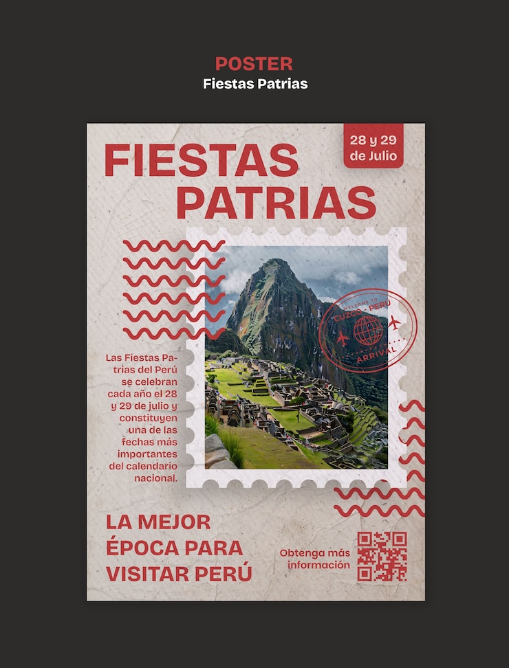 Free PSD fiestas patrias in perutravel poster template