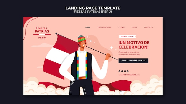 Design della pagina di destinazione del modello Fiestas patrias