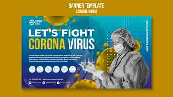 PSD gratuito combatti il modello di banner del coronavirus