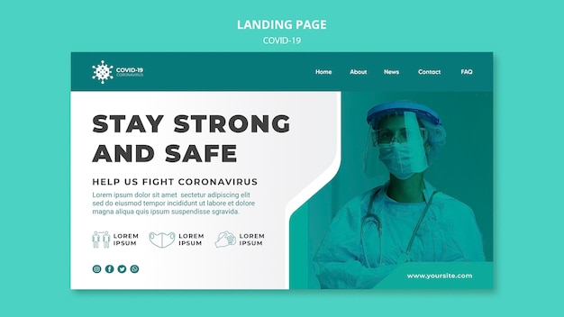 Free PSD fight coronavirus landing page template