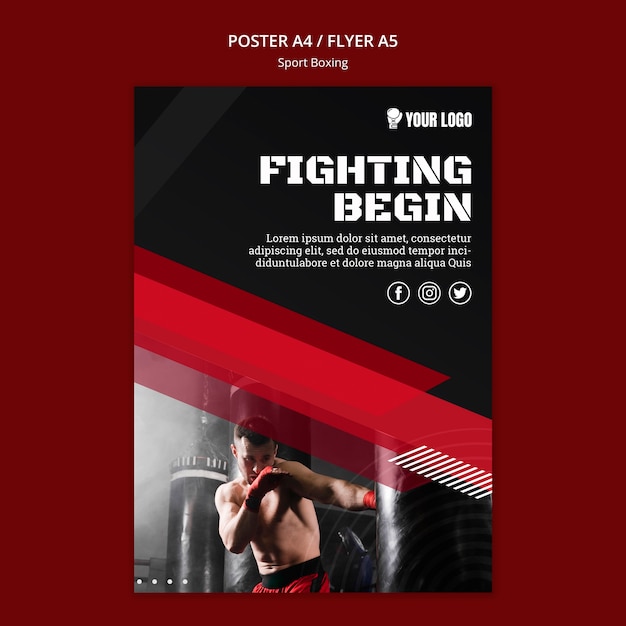 Free PSD fighting begins flyer print template