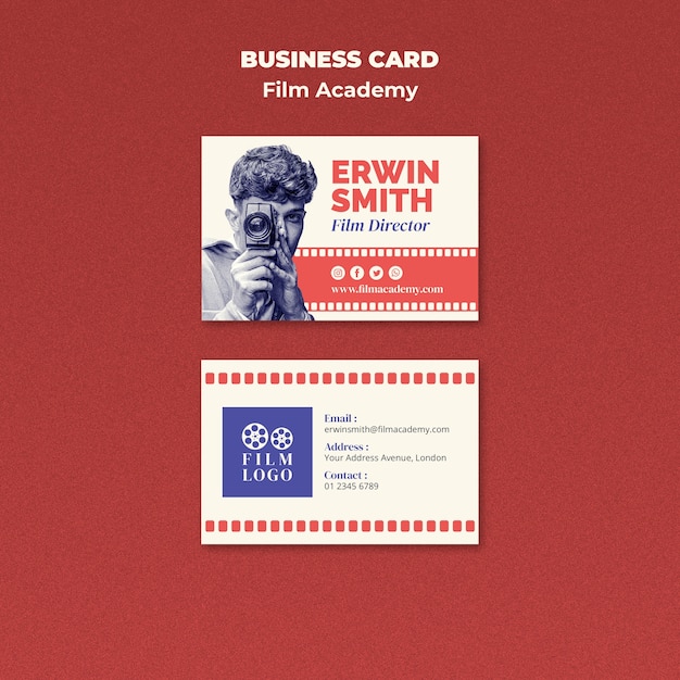 Free PSD film academy business card template