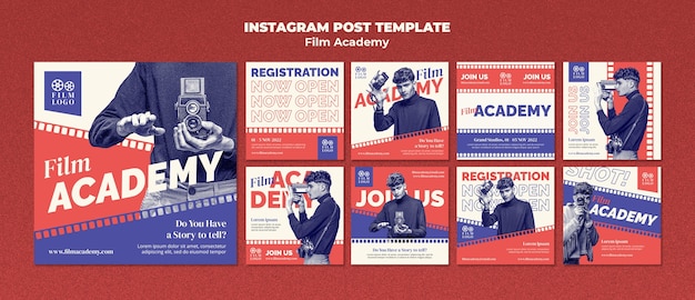 PSD gratuito modello di post instagram dell'accademia cinematografica