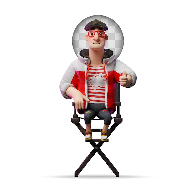 Free PSD film director giving approval. 3d illustration