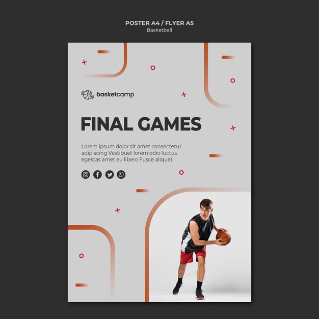 Final games basketball poster template