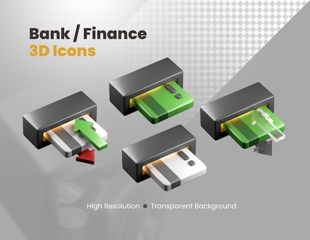 PSD gratuito set di icone 3d per la finanza bancaria