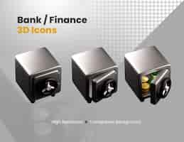 Free PSD finance banking 3d icons set