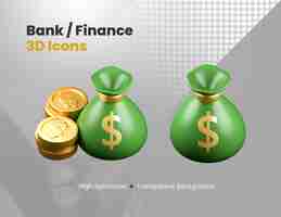 Free PSD finance banking 3d icons set