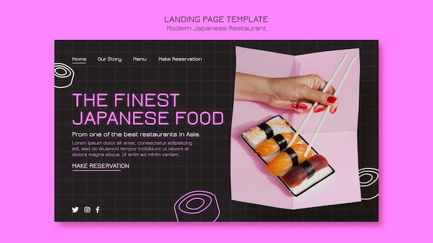 Free PSD the finest japanese food landing page template