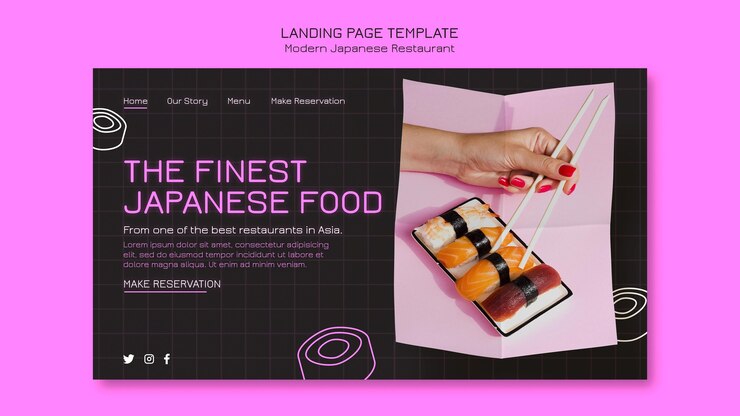 ฟรี PSD the finest japanese food landing page template