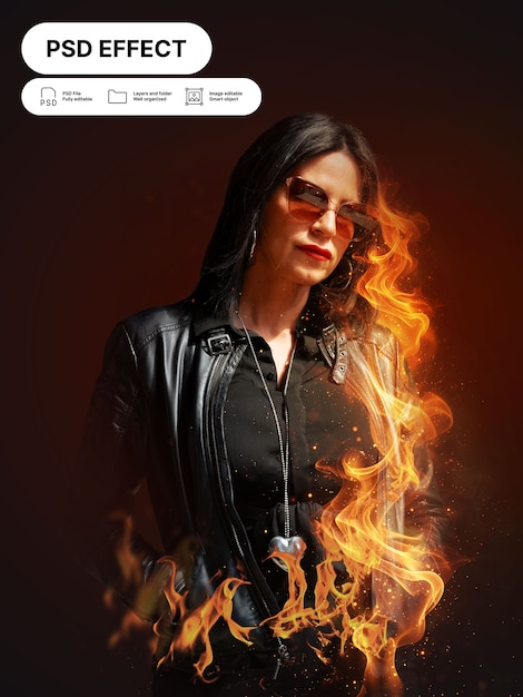 Free PSD fire photo effect