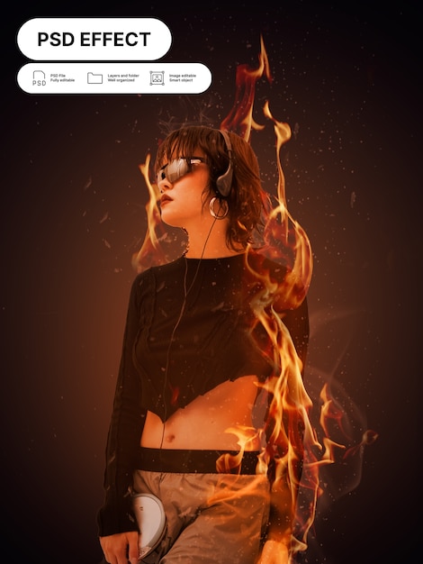 Free PSD fire photo effect