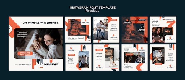 Fireplace Concept Instagram Post Set – Free Download