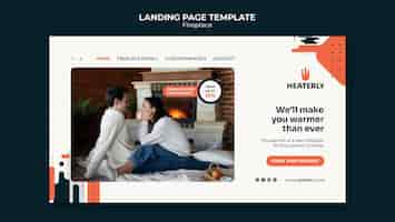 Free PSD fireplace concept landing page template