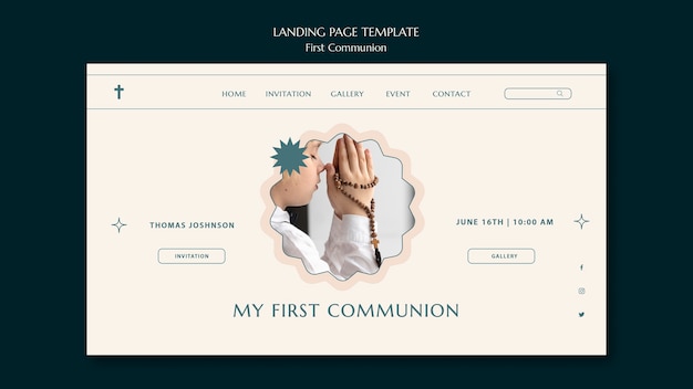 Free PSD first communion landing page template