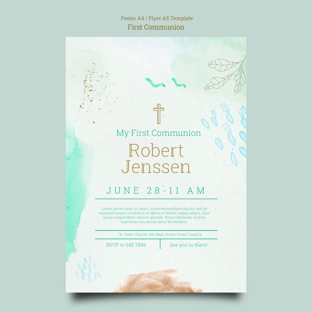 Free PSD first communion poster template