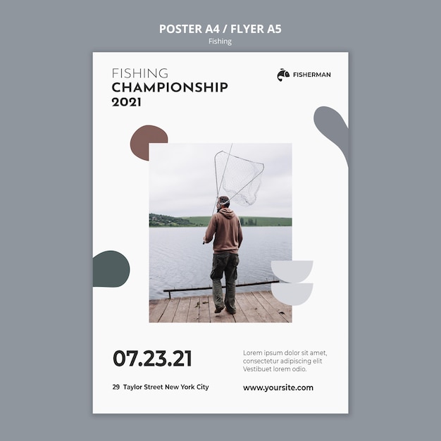 Free PSD fishing concept poster template