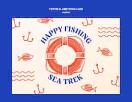 Free PSD fishing time greeting card template