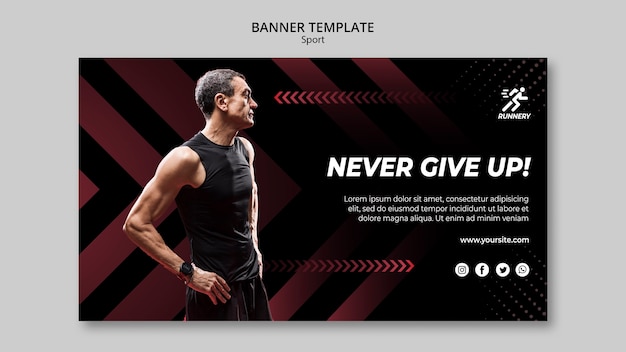 Fit sportsman never give up banner