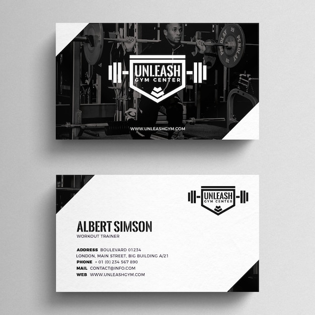 Free PSD fitness business card template