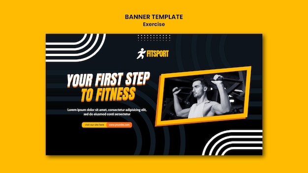 PSD gratuito modello di banner di concetto di fitness