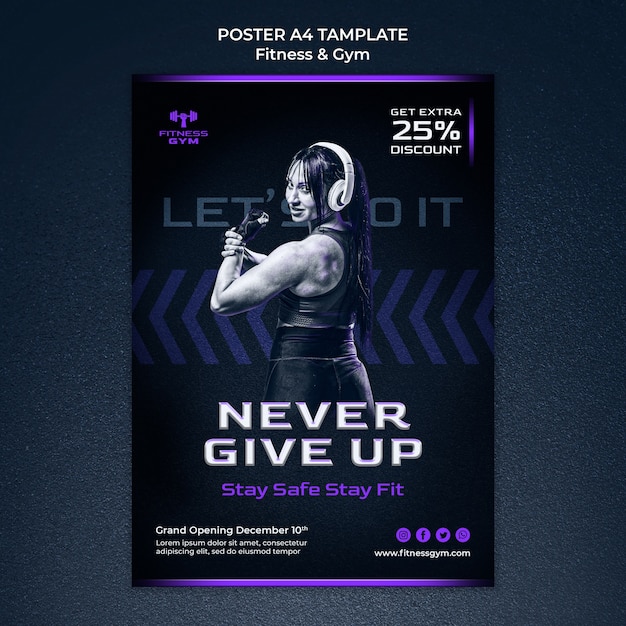 Free PSD fitness and gym poster template