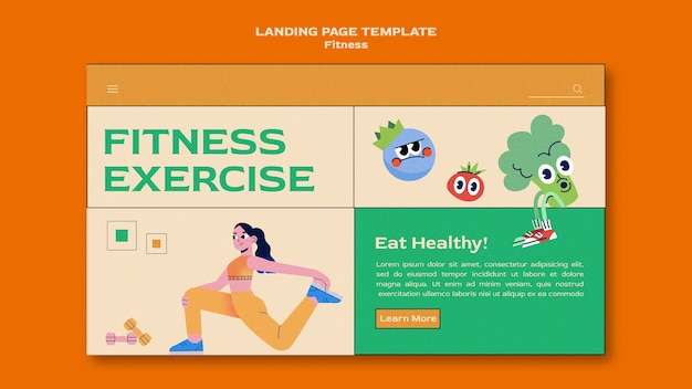Free PSD fitness and health landing page template
