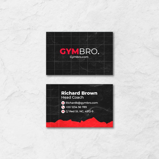 Fitness horizontal business card template in dual tone