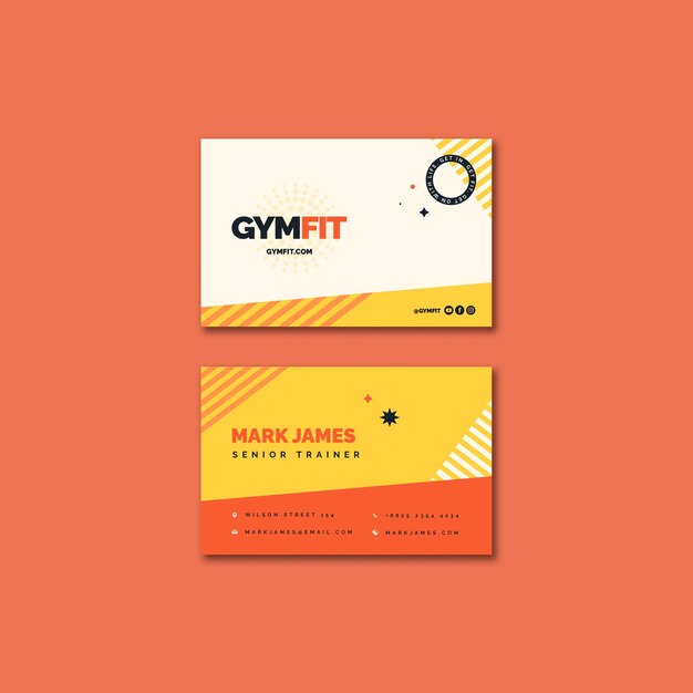 Горизонтальный шаблон визитной карточки для фитнеса