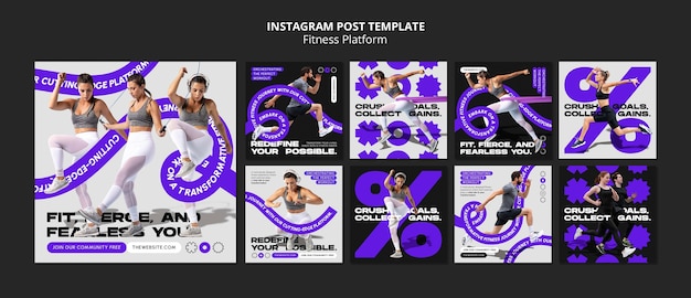 PSD gratuito modello di post di fitness su instagram