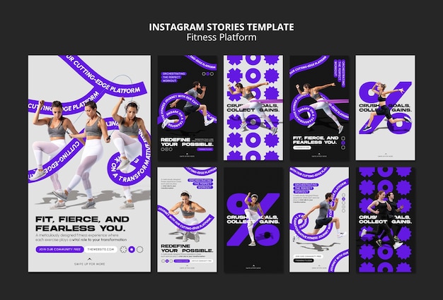 PSD gratuito modello di storie di fitness su instagram