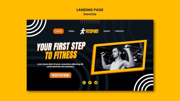 Free PSD fitness landing page template