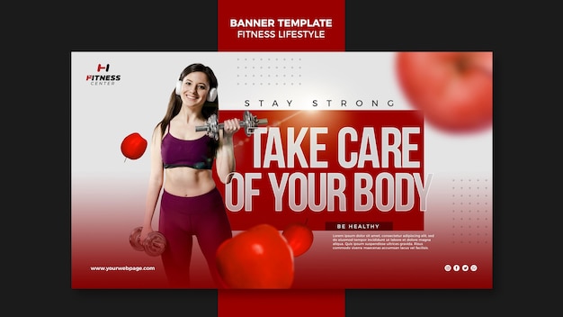 PSD gratuito banner modello di stile di vita fitness