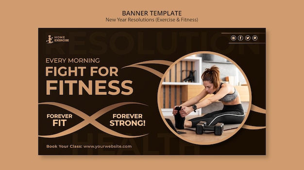 Fitness new year resolution banner template