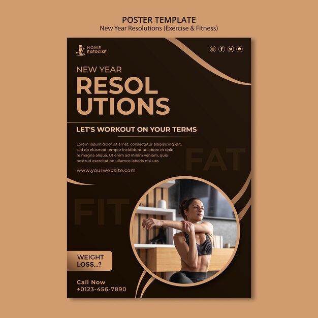 Fitness new year resolutions print template