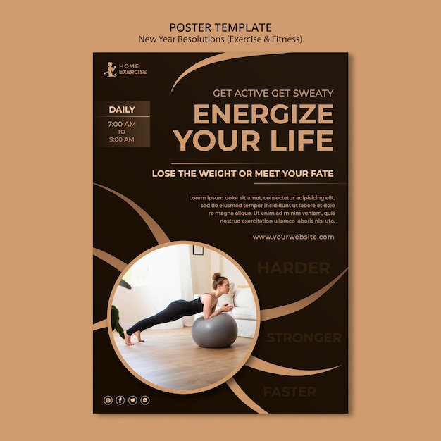 Free PSD fitness new year resolutions print template