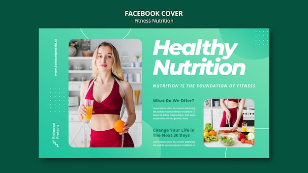 PSD gratuito copertina facebook nutrizione fitness