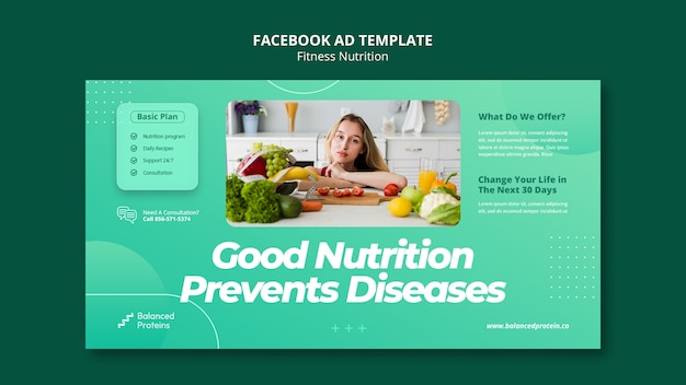 PSD gratuito modello facebook nutrizione fitness