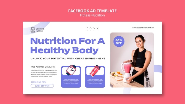 PSD gratuito modello facebook nutrizione fitness