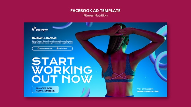 無料PSD フィットネス栄養facebookテンプレート