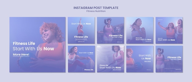 PSD gratuito modello di post di instagram per nutrizione fitness