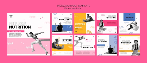 無料PSD フィットネス栄養instagram投稿テンプレート