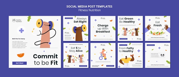 PSD gratuito post di instagram di nutrizione fitness