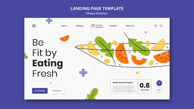 Fitness nutrition landing page template